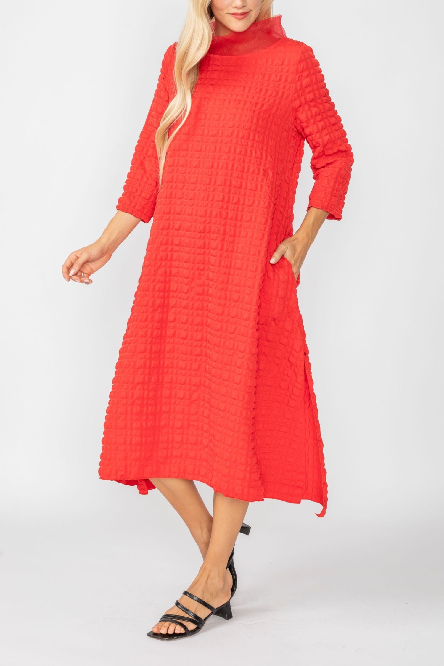 IC Collection Organdy Stand Collar Dress-IC-4705D