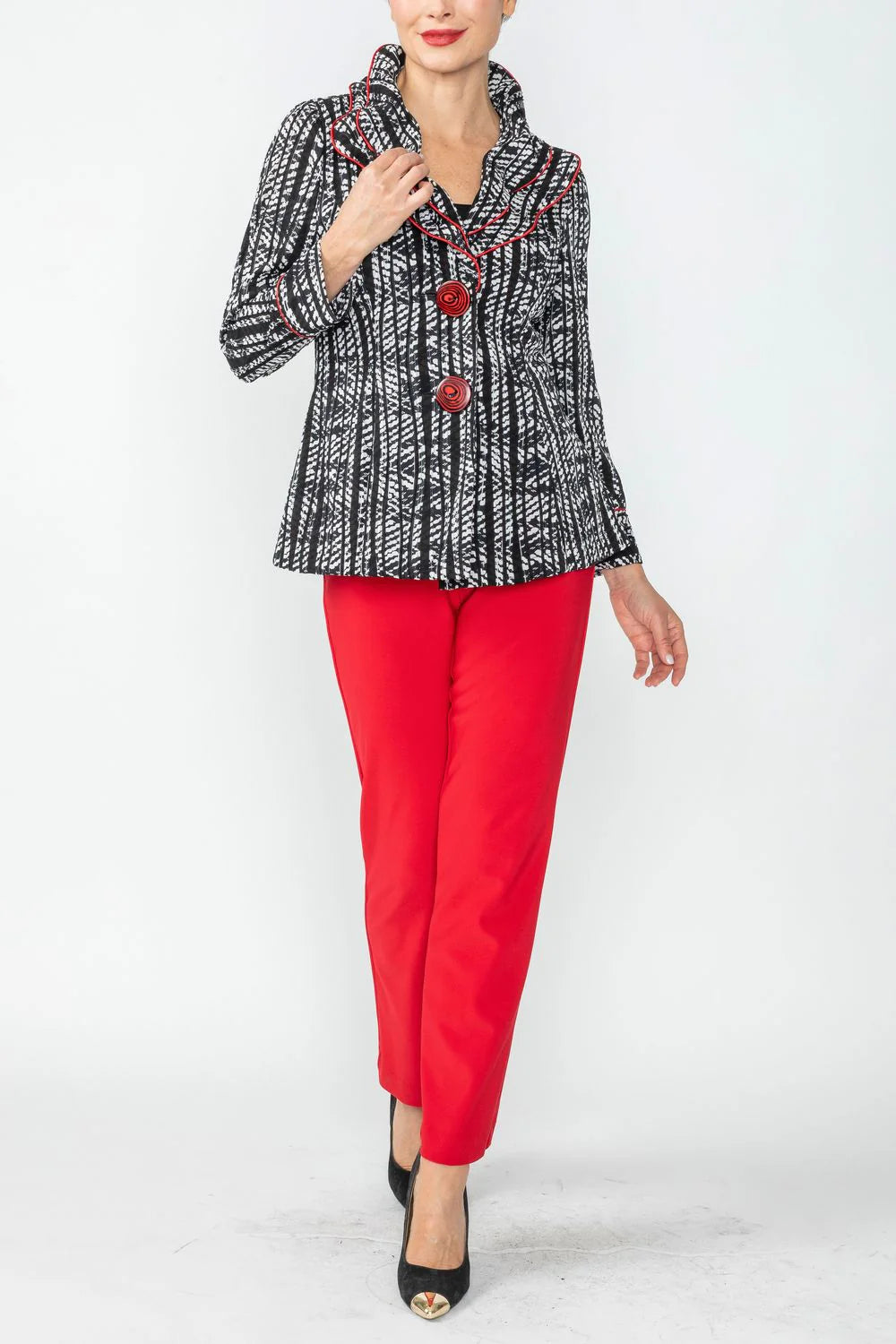 IC Collection Double Layered Wire Piping Collar Jacket-IC-4736J