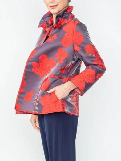 IC Collection Blossom Jacquard Open Jacket-IC-4757J