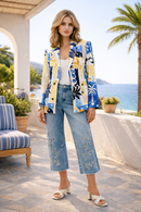 Joseph Ribkoff Silky Knit Tropical Print Fitted Blazer-262232