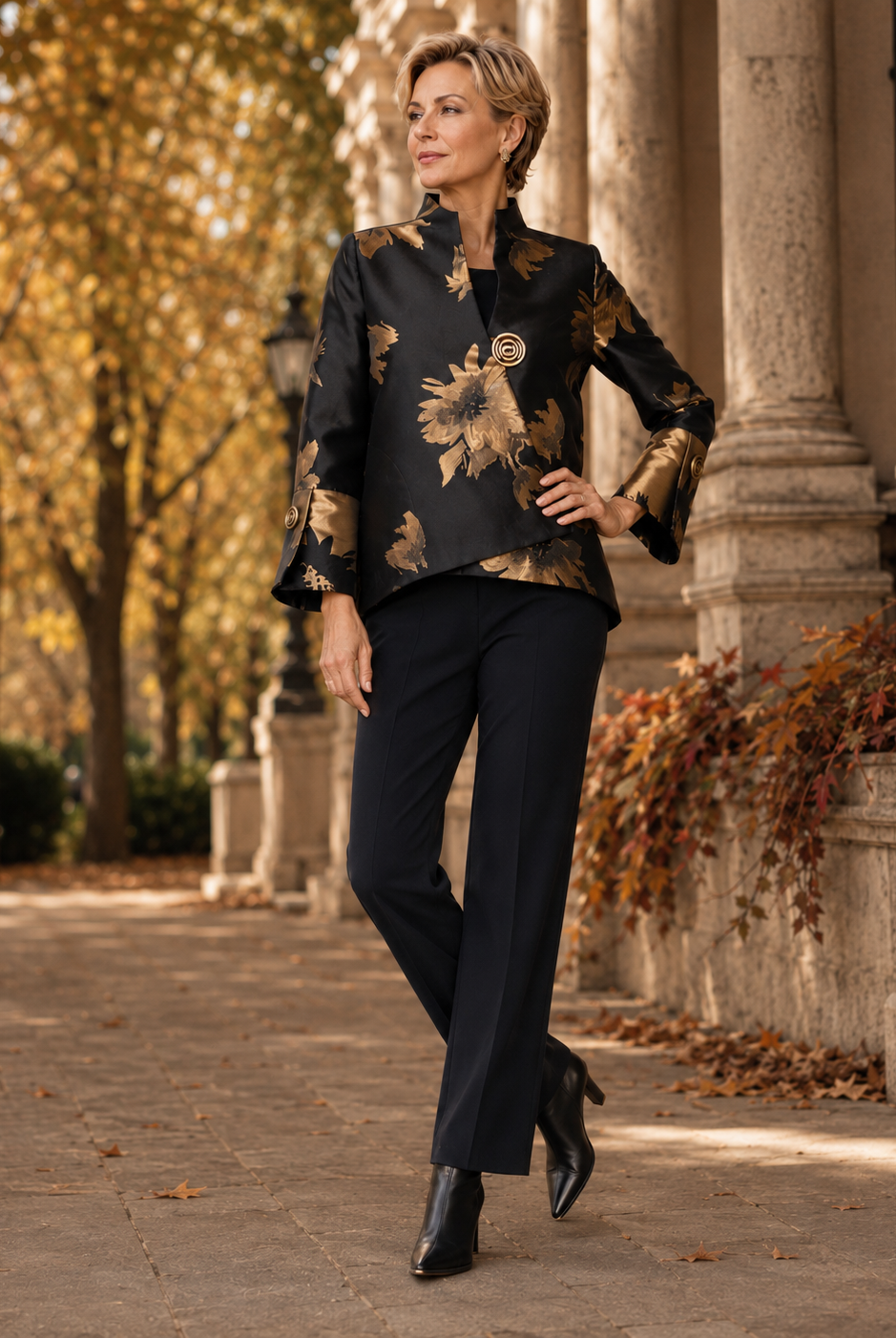IC Collection Gilded Bloom Statement Jacket-8207J, view 5