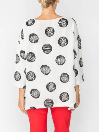 IC Collection Scratched Polka Dot Boxy Top-IC-4833T