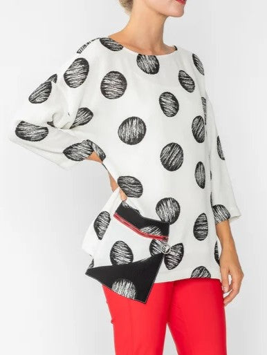IC Collection Scratched Polka Dot Boxy Top-IC-4833T