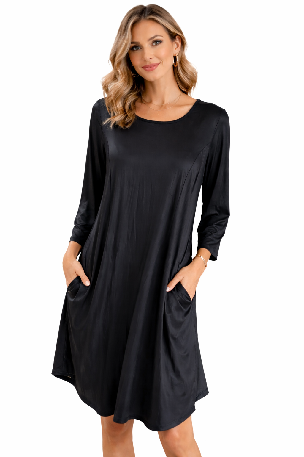 Kozan Long Sleeve Asymmetrical Hem Pocket Dress | TG-1034L