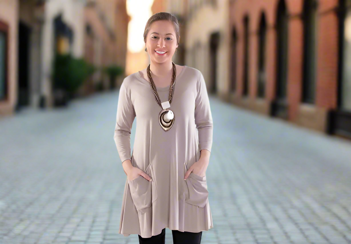 Comfy USA V Neck Pocket Tunic-M595