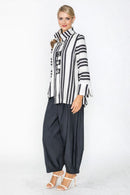 IC Collection Stripe Jacket with Button Closure-7866J