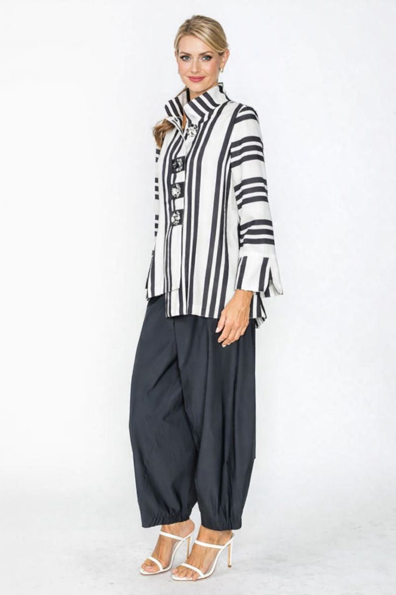 IC Collection Stripe Jacket with Button Closure-7866J