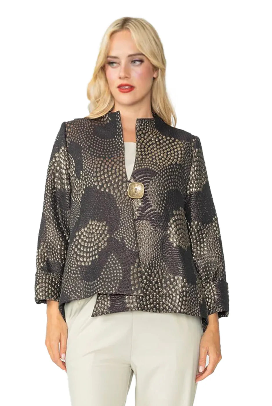 IC Collection One Button Shimmer Jacket | Unique Apparel USA