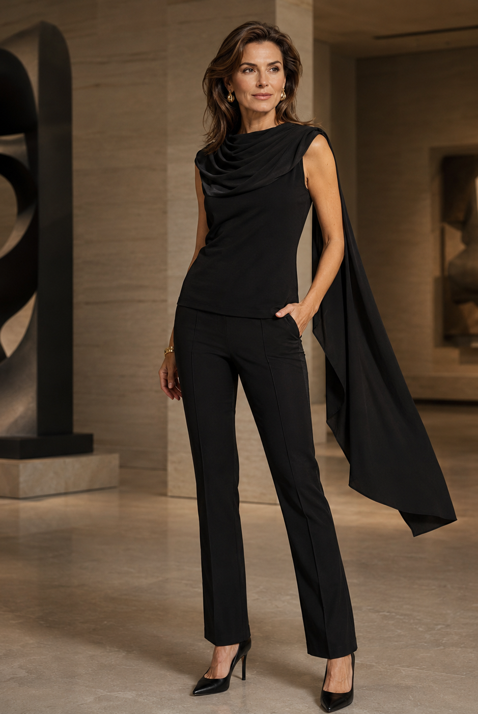 Joseph Ribkoff Scarf Collar Fitted Top-264113