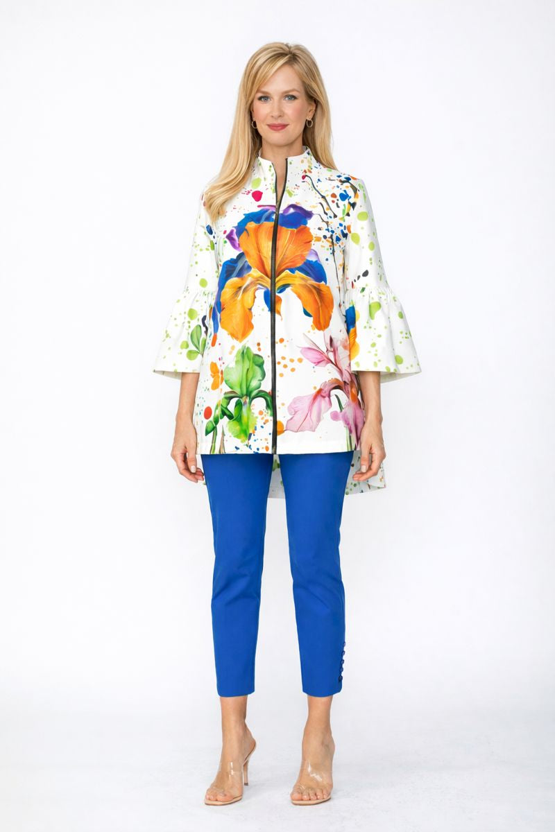 IC Collection Artistic Floral Zip-Front Jacket-7874J