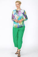 IC Collection Round Neck Long Sleeve Mesh Top-7673T