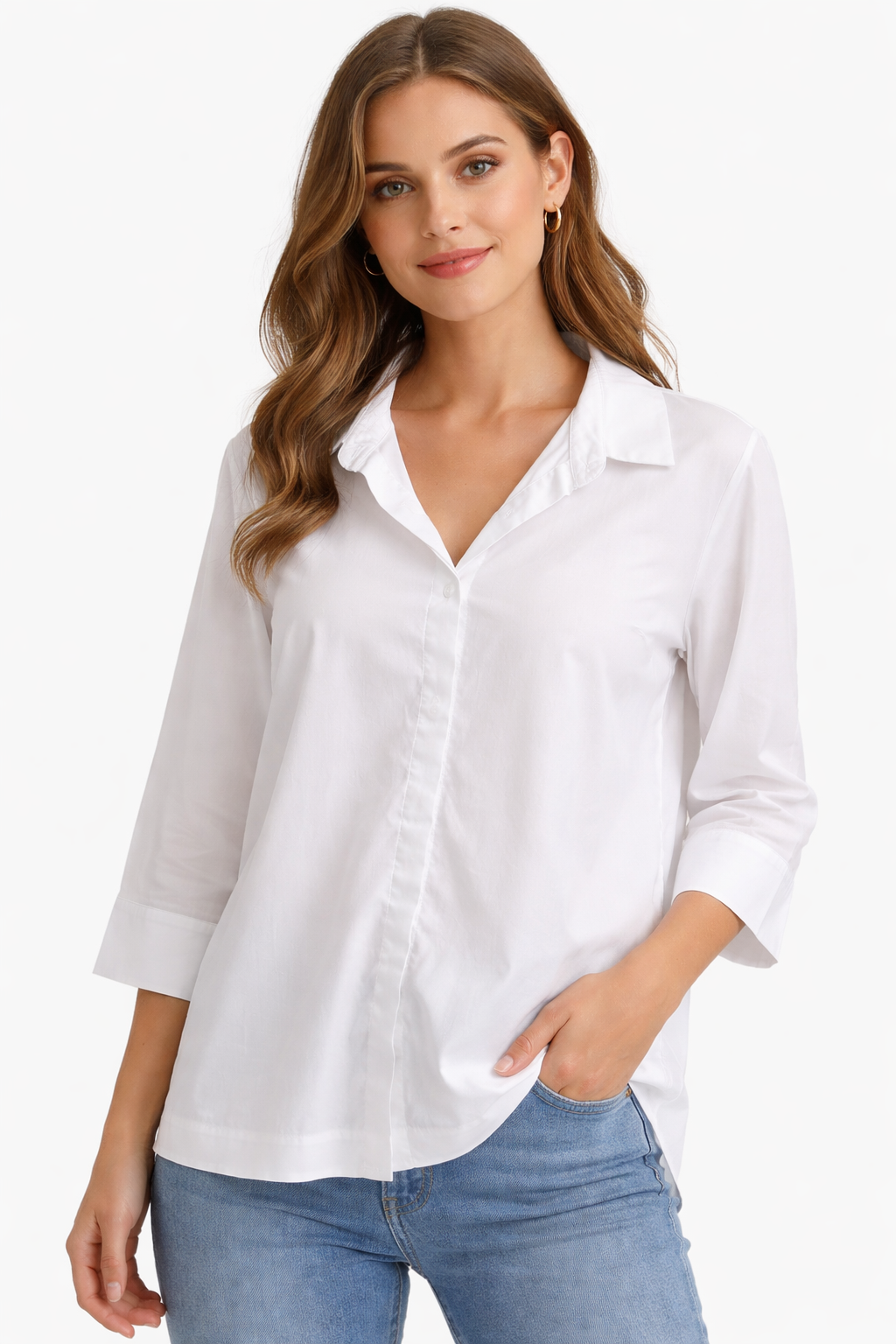 Comfy USA Button Front Top - Relaxed Fit Women's Shirt-55765