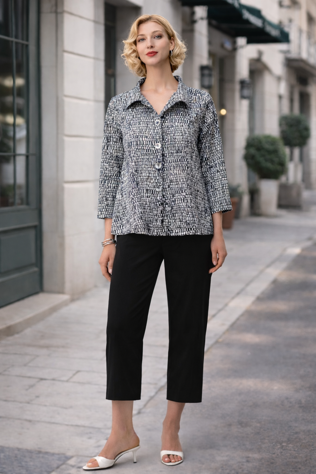 Joseph Ribkoff Millennium Abstract Print Trapeze Jacket-261003