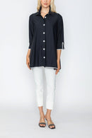 IC Collection White Trim Blouse-IC-5661B