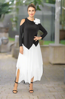 Cold Shoulder Asymmetric Layered Dress-IC-6470D