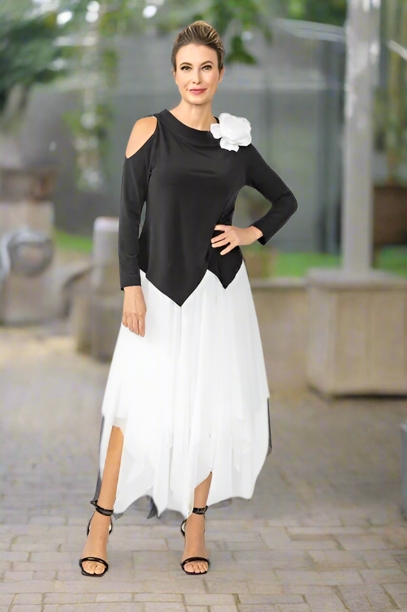 Cold Shoulder Asymmetric Layered Dress-IC-6470D