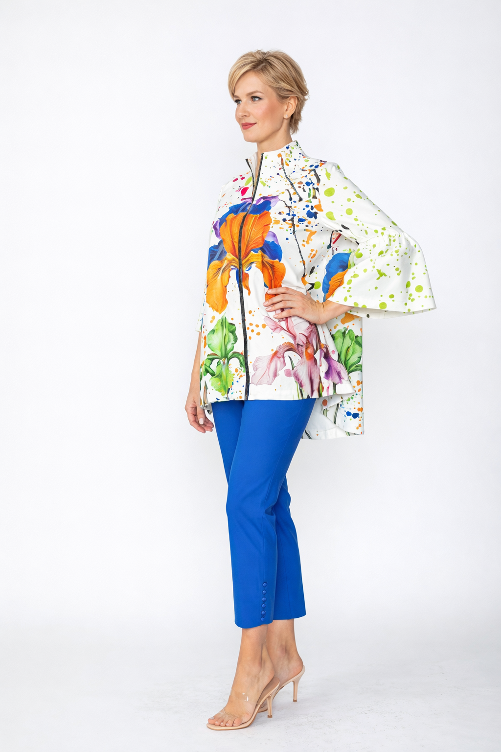 IC Collection Artistic Floral Zip-Front Jacket-7874J
