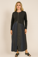 IC Collection Split Fabric Full Zip Dress-IC-5432D