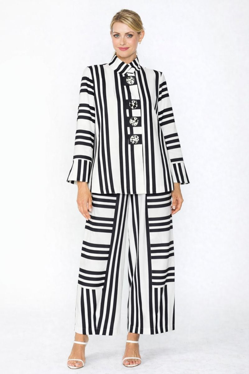 IC Collection Stripe Jacket with Button Closure-7866J