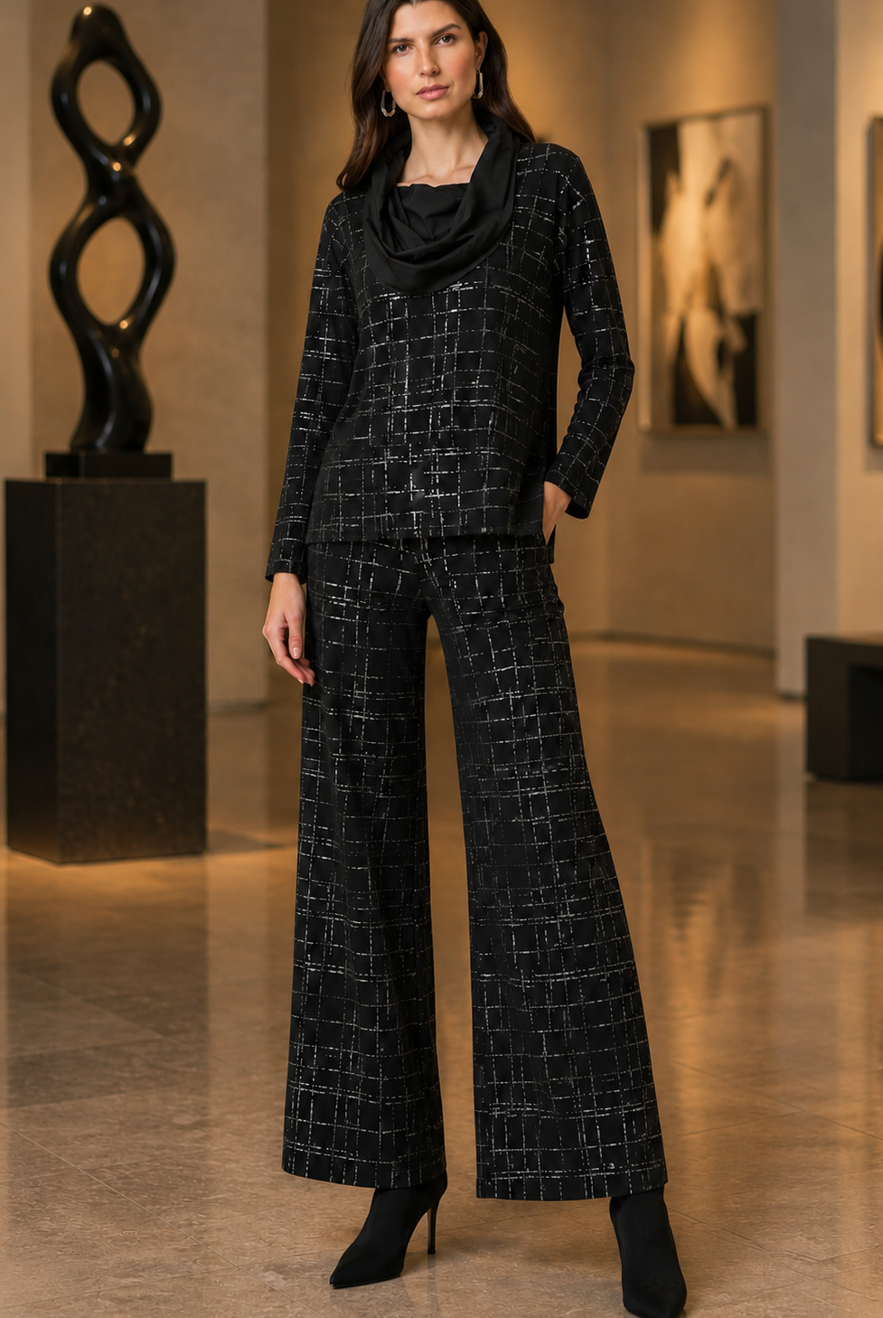 Joseph Ribkoff Plaid Wide-Leg Pants-264158, view 2