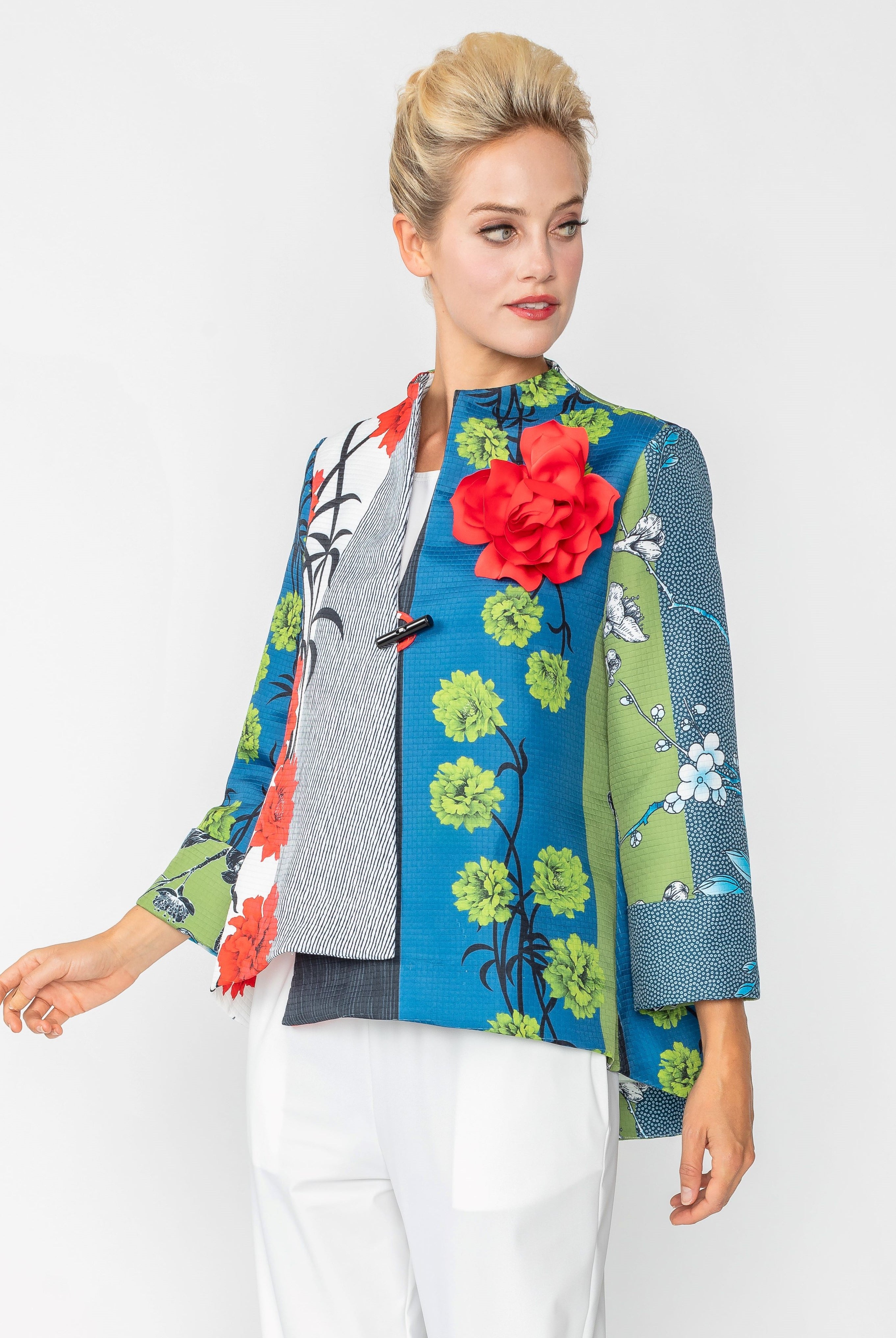 IC Collection Mix Media Asian Flair Jacket | Unique Apparel USA