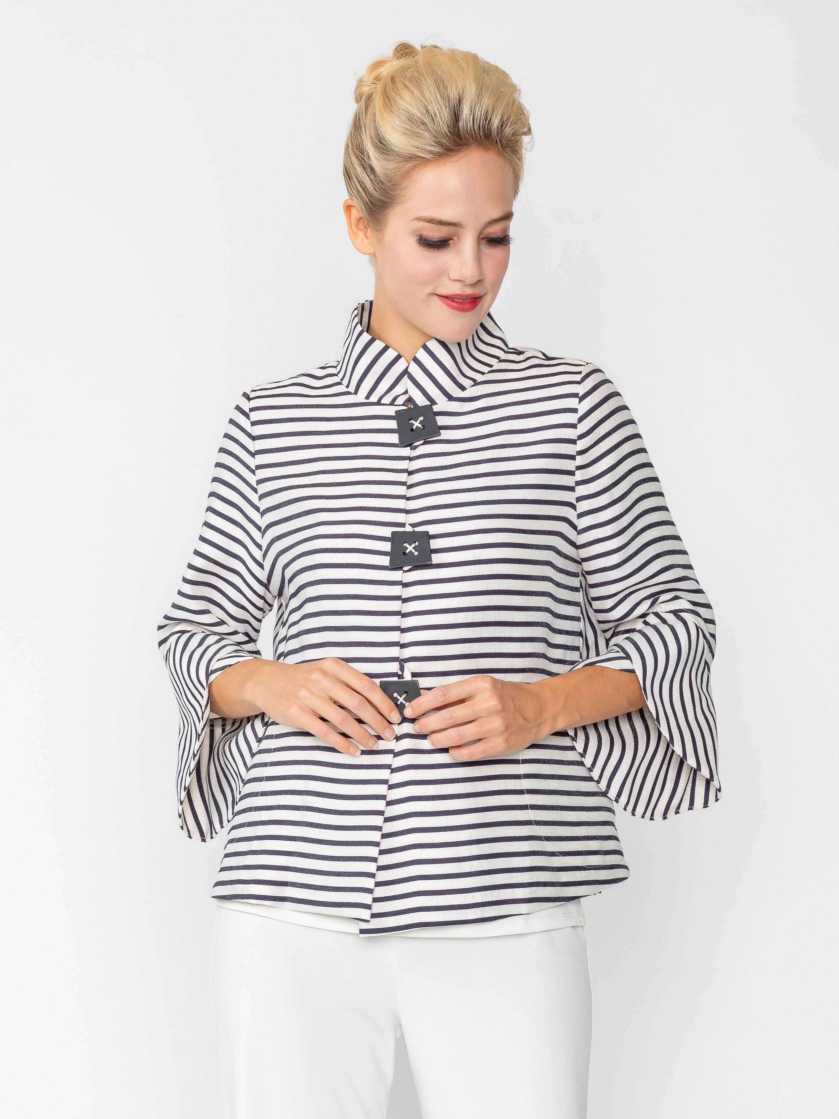 IC Collection Marine Strip A-Line Jacket-IC-6272J