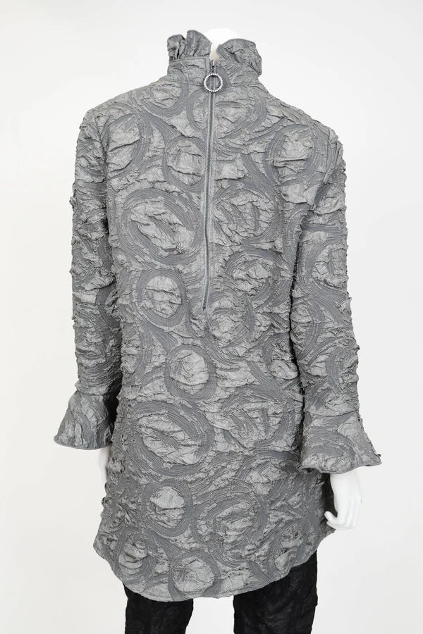 IC Collection Ruffle Collar Embossed Top-IC-6402T