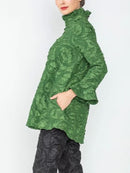 IC Collection Ruffle Collar Embossed Top-IC-6402T