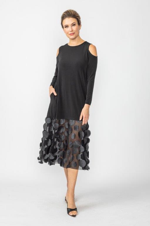 IC Collection Cold Shoulder Dot Dress-IC-6431D