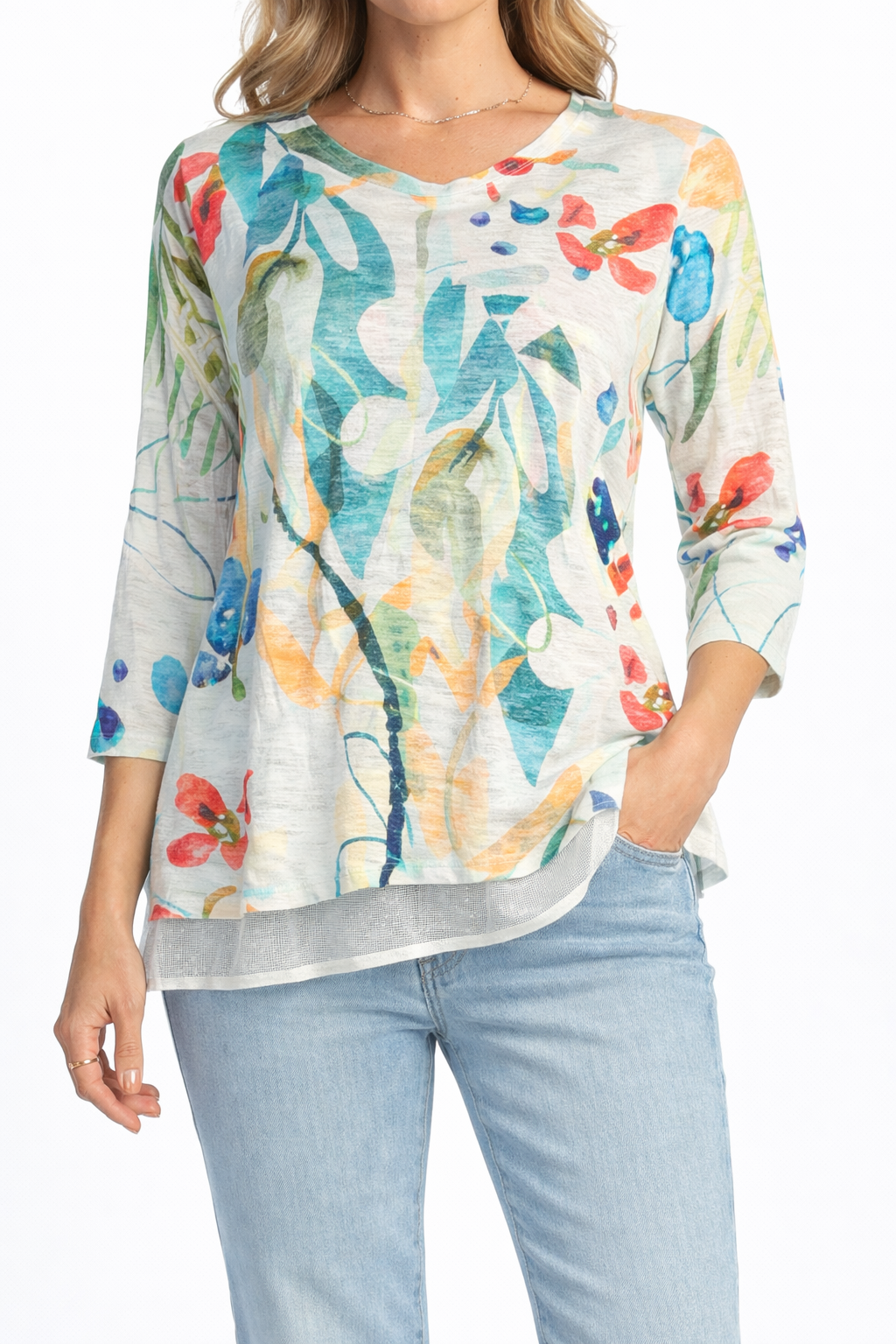 Jess & Jane Abstract Print Burnout Tunic-46-2058-LEMONADE