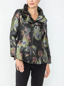 IC Collection Dark Floral Zip Front Jacket-IC-6637J