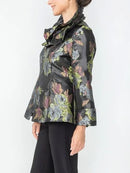IC Collection Dark Floral Zip Front Jacket-IC-6637J