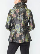 IC Collection Dark Floral Zip Front Jacket-IC-6637J
