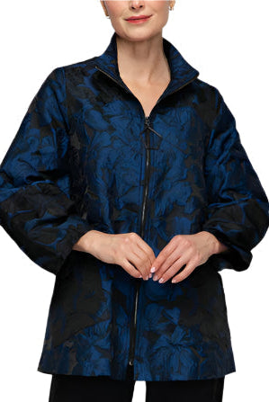IC Collection Raised Floral Zip Up Jacket | Unique Apparel USA