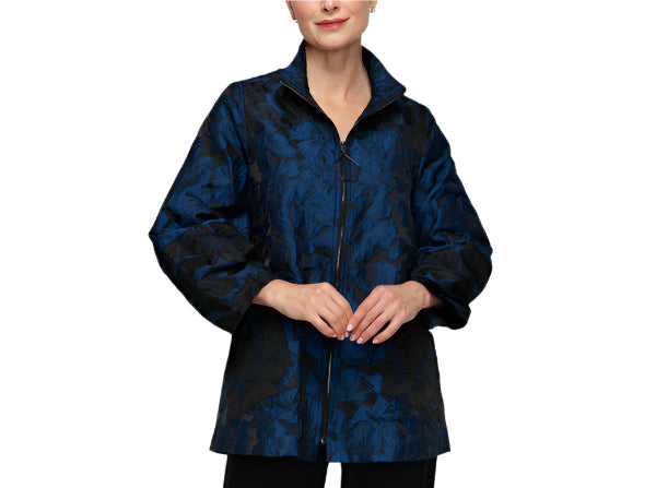 IC Collection Raised Floral Zip Up Jacket-IC-6673J