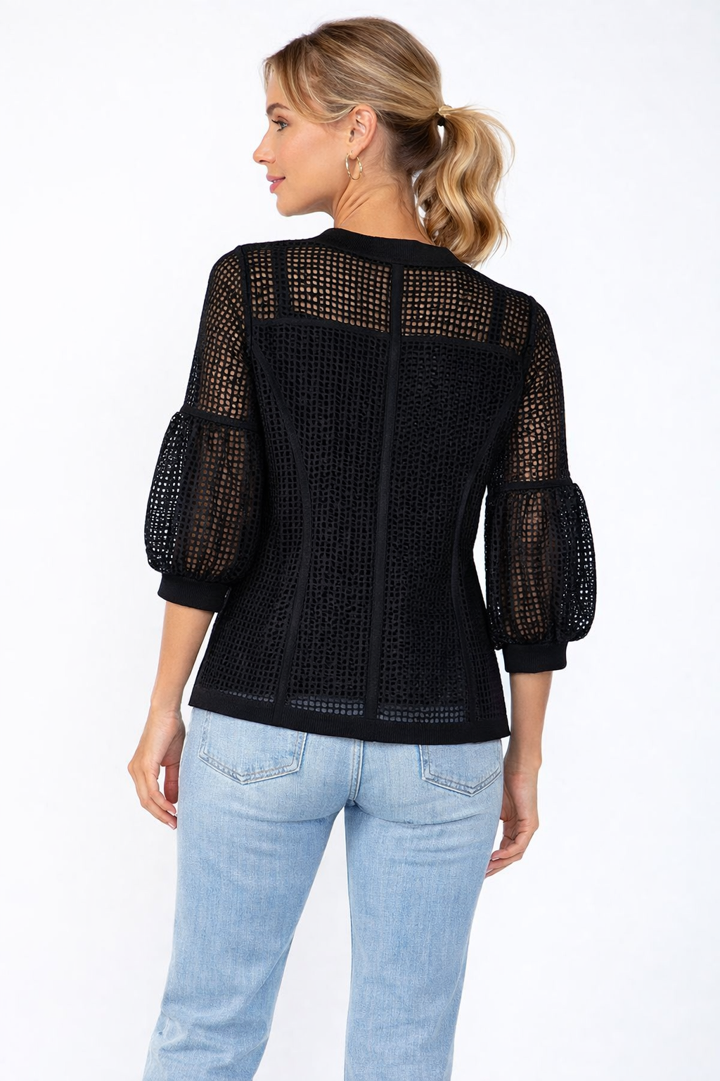 IC Collection Mesh Zip-Front Dolman Sleeve Jacket-7500J