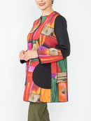 IC Collection Mosaic Zip Front Tunic-IC-6705T