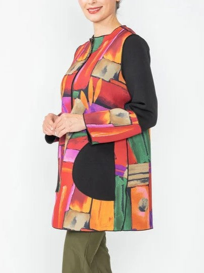 IC Collection Mosaic Zip Front Tunic-IC-6705T