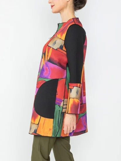 IC Collection Mosaic Zip Front Tunic-IC-6705T