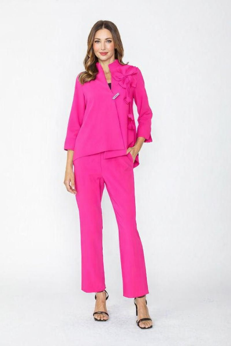 IC Collection Foral Accent Asymmetrical Jacket -7844J