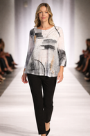 Jess & Jane Bouclé Mesh Contrast Tunic-BC4-2199-TANGO