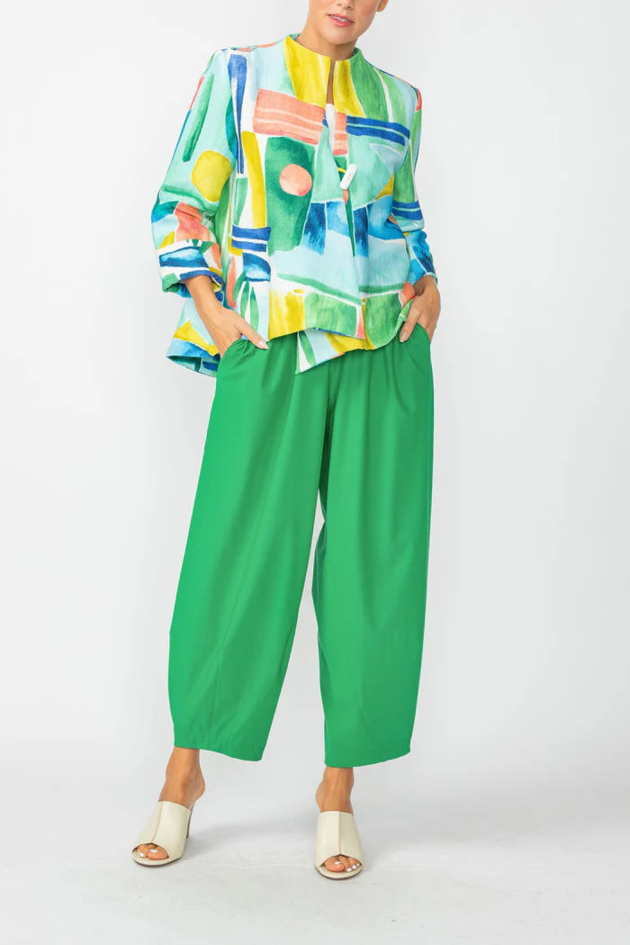 Abstract One Button Blue Jacket 6854J