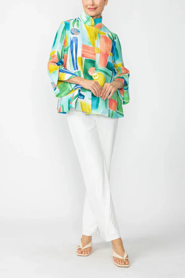 Abstract Print Jacket-6855J-BLUE