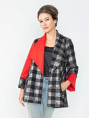 IC Collection Wide Sleeve Plaid Jacket-IC-6913J