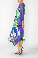 IC Collection Mesh Sleeve Floral Print Dress-IC-6157D