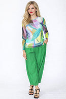 IC Collection Round Neck Long Sleeve Mesh Top-7673T