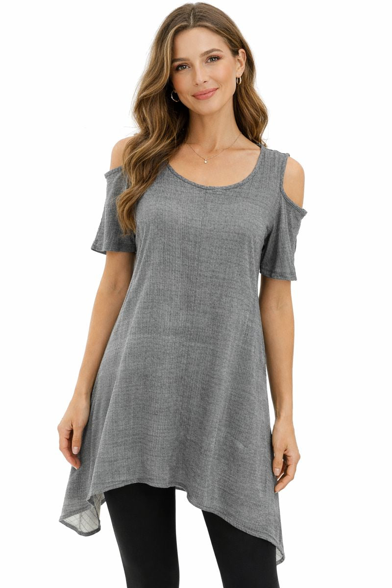 Comfy Cold-Shoulder Tunic Top-GA103