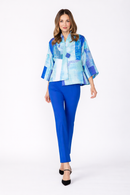 IC Collection Abstract Patchwork Collarless Jacket-C1095J