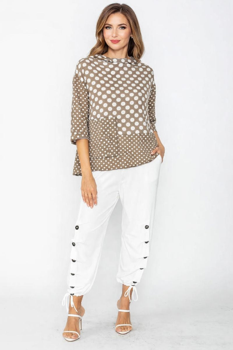 IC Collection Dot Print 3/4 Sleeve Top-C1105T