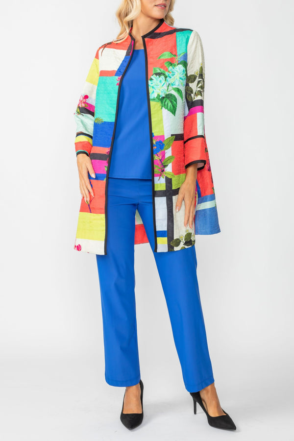 High Neck Open Contrast Binding Jacket- 7006J